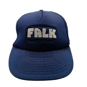 Falk Cap Spell Out Script Logo Snapnack Trucker Baseball Hat Blue White San Sun
